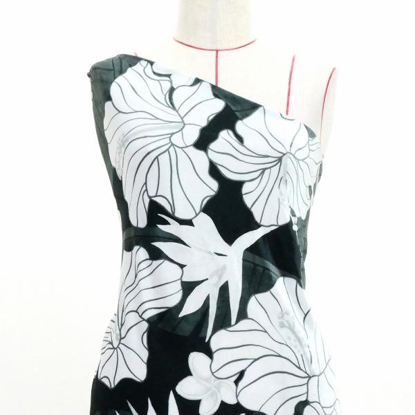 ハワイアン生地 ハイビスカス柄 コシボ・シャンタン・ストレッチベロア選べる生地 ブラック KH-68...