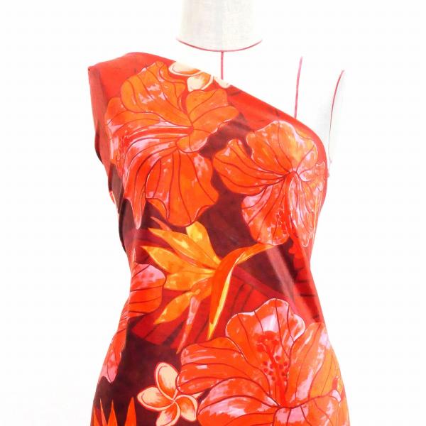 ハワイアン生地 ハイビスカス柄 コシボ・シャンタン・ストレッチベロア選べる生地 レッド KH-684...