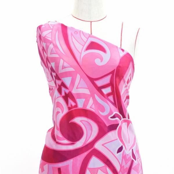 ハワイアン生地 ホヌ×カヒコ柄 コシボ・シャンタン・ストレッチベロア選べる生地 ピンク KH-696...