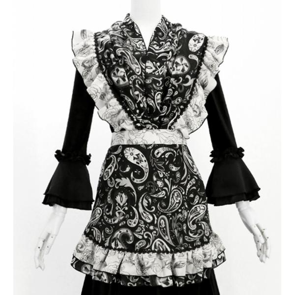 フラメンコ ピキージョ・エプロンセット ペイズリー ブラック PA-10