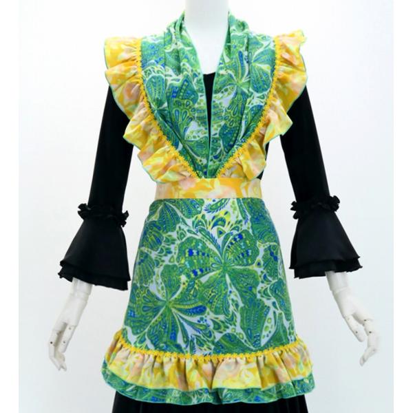 フラメンコ ピキージョ・エプロンセット バタフライペイズリー グリーン PA-13