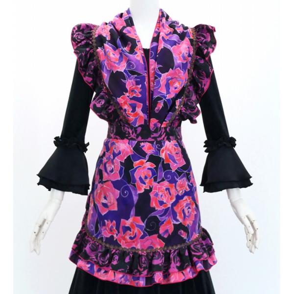 フラメンコ ピキージョ・エプロンセット ローズ ピンク×パープル PA-19