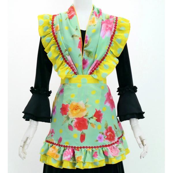 フラメンコ ピキージョ・エプロンセット ローズ＆カーネーション ライトグリーン PA-27