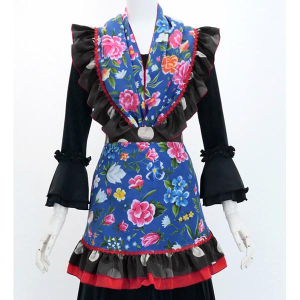 フラメンコ ピキージョ・エプロンセット 花柄 ブルー PA-29