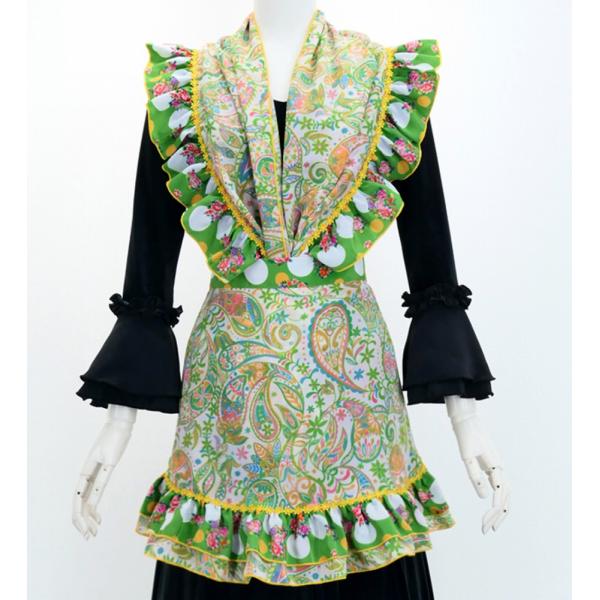 フラメンコ ピキージョ・エプロンセット ペイズリー イエロー×グリーン PA-31