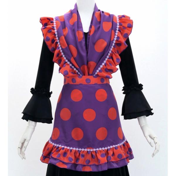 フラメンコ ピキージョ・エプロンセット 水玉 パープル×オレンジ PA-5