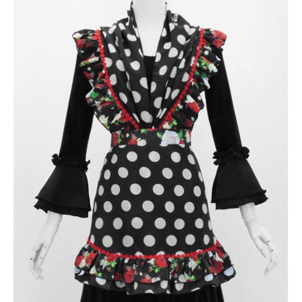 フラメンコ ピキージョ・エプロンセット 水玉 ブラック PA-8