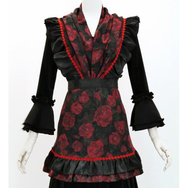 フラメンコ ピキージョ・エプロンセット ローズ ブラック PA-9