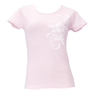 ストレッチ Tシャツ L ホワイト ハイビスカ...の詳細画像1