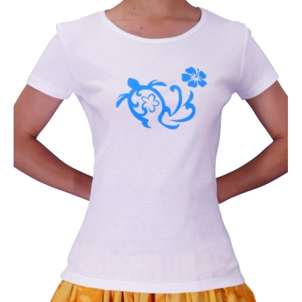 ストレッチ Tシャツ [XL]  ホヌ ブルー(ホワイト) TC11blwXL