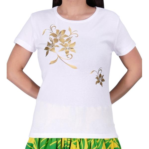 ストレッチ Tシャツ XL ゴールド リリィ ホワイト TC7gwXL