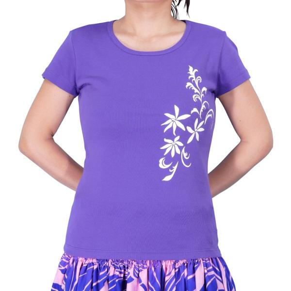 ストレッチ Tシャツ XL ホワイト ティアレ パープル TC8wpXL