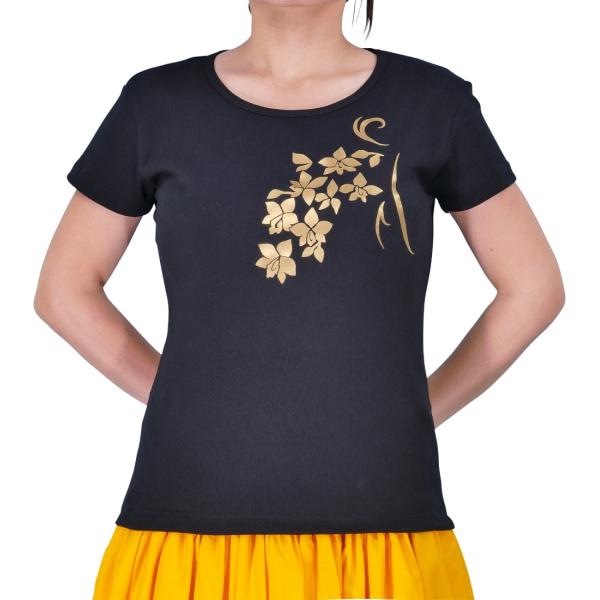 ストレッチ Tシャツ XL ゴールド ティアレ ブラック TC9gbXL