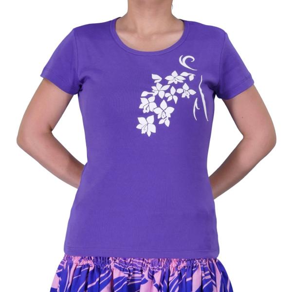 ストレッチ Tシャツ XL ホワイト ティアレ パープル TC9wpXL