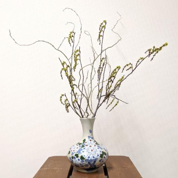 【雑貨セール開催中】花瓶 バッチャン焼 小花 ベトナム 雑貨 アジアン シノワズリ 花器 陶器 おし...