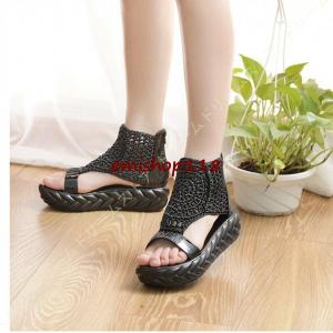 通気性 サマーブーツ 厚底 サンダル レディース 軽量 編み込み デザイン ブーツサンダル おしゃれ 厚底サンダル スポーツ スニーカー オープントゥ ハイカット
