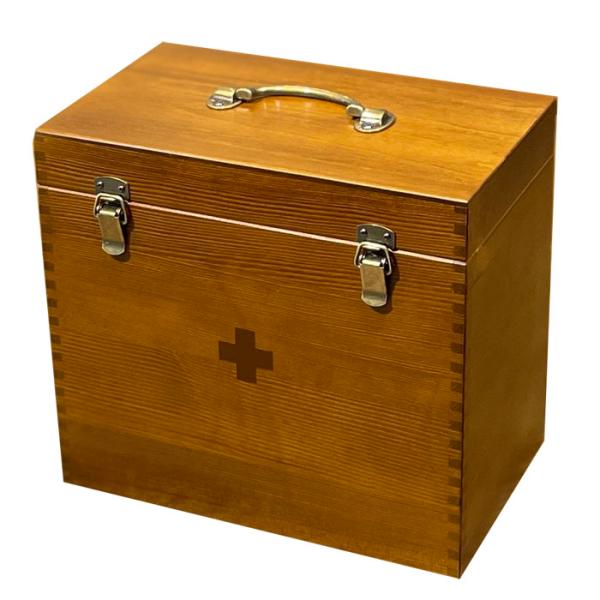 イシグロ 木製救急箱 大 アンティーク調 天然木 I-60033 くすり箱 薬箱 薬ケース お薬ボッ...