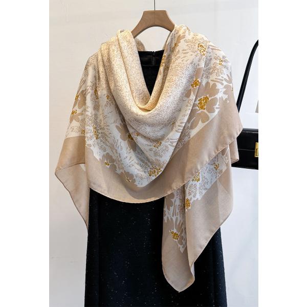 送料無料 【セール】男女兼用 大判正方形 リバーシブル クラシック フラワー柄 スカーフ 　0550...