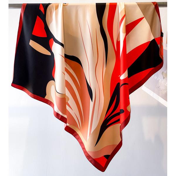 送料無料 男女兼用 大判正方形 シルクタッチ プリント柄 スカーフ 　05541c