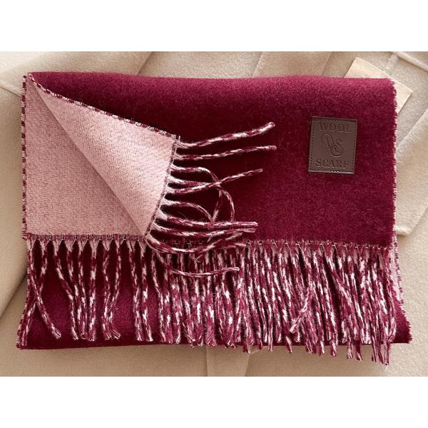 送料無料 秋冬 防寒 男女兼用 やや厚手 リバーシブル 無地 ウールタッチ ロングマフラー　　248...