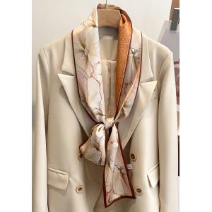 送料無料 男女兼用 リバシーブル 大輪の花×小紋柄入り ロングシンプルスカーフ/ヘアリボン　7122