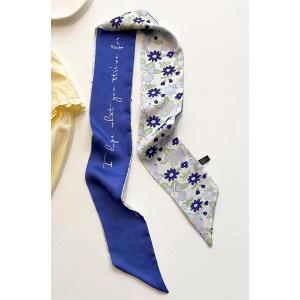 送料無料【セール】 男女兼用 フラワー プリント柄入り リバシーブル ロングシンプルスカーフ/ヘアリ...