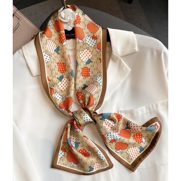 送料無料 【セール】男女兼用 リバシーブルフラワー フルーツアップル柄入り ロングシンプルスカーフ/...