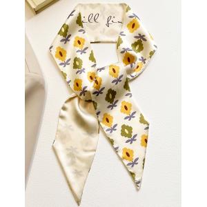 送料無料【セール】 男女兼用 無地とフラワー柄入り リバシーブル ロングシンプルスカーフ/ヘアリボン...