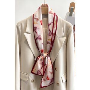 送料無料【セール】 男女兼用 リバシーブル プリント柄入り ロングシンプルスカーフ/ヘアリボン　79...