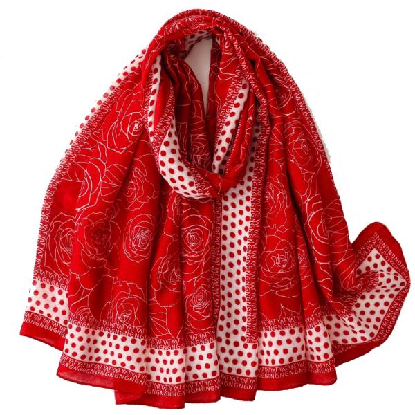 送料無料 男女兼用 大判薄型 ドット フラワー柄 ストール スカーフ　　90944c
