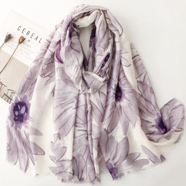 送料無料 男女兼用 大判薄型 フラワー柄 ストール スカーフ　90973a