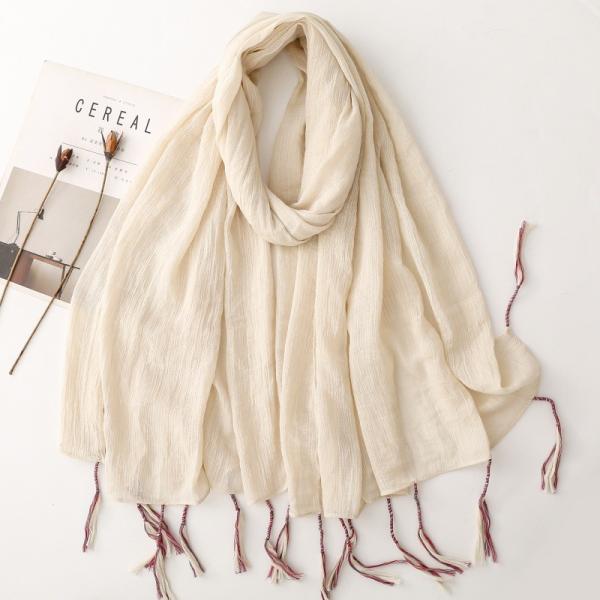 送料無料 男女兼用 大判薄型 無地 ロングフリンジ ストール スカーフ パレオ　　91110b