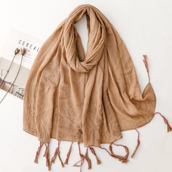 送料無料 男女兼用 大判薄型 無地 ロングフリンジ ストール スカーフ パレオ　　91110c