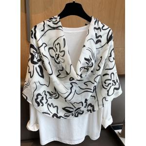 送料無料 男女兼用 薄型 大判 タッセル付き 手書き風大花柄 ストール/スカーフ 　91140