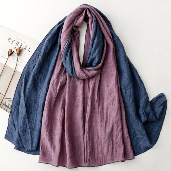 送料無料 男女兼用 無地ツートンカラー 大判薄型ストール スカーフ パレオ   91153a