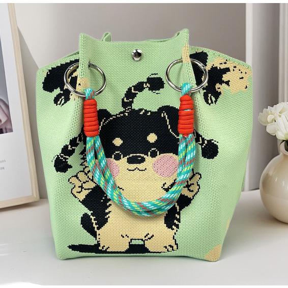 送料無料【セール】 お洒落 手提げ アニマル 犬柄 コンパクトサイズ ミニトートバッグ 　ba054...