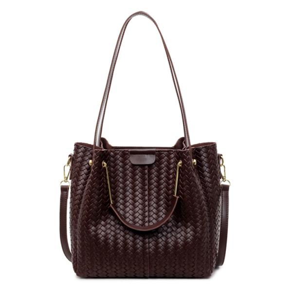 送料無料 レーディス レザー編み込みバケットバッグ 肩掛け トートバッグ 　ba0627