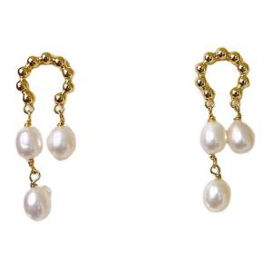 送料無料 レーディス ゆらゆら パール付き デザインイヤリング　　e006b