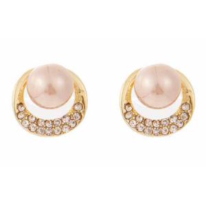 送料無料 レーディス エレガント パール付き円形 デザイン ピアス イヤリング　e0112