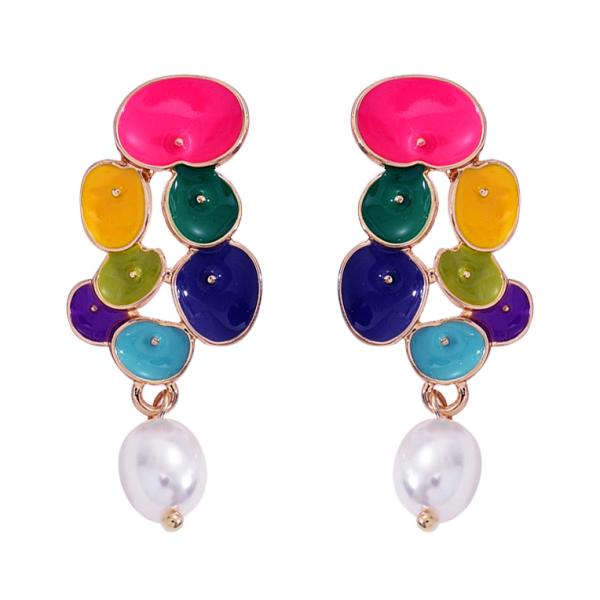 送料無料 レーディス ゆらゆら カラフル花びら デザイン ピアス 　e0161