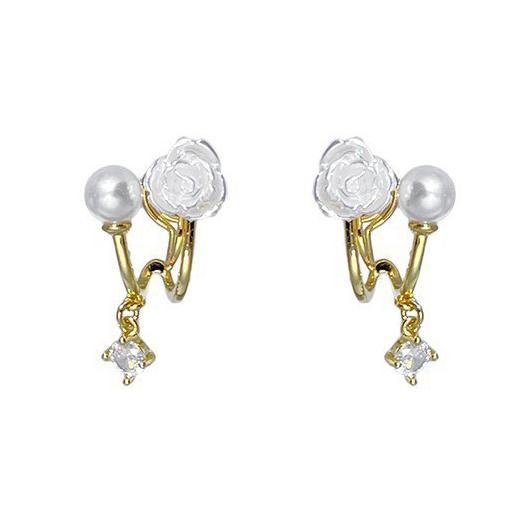 送料無料 レーディス エレガント フラワーとパール デザイン ピアス 　e0202