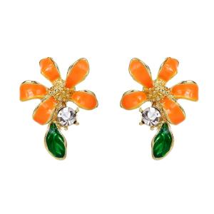 送料無料 レーディス エレガント オレンジフラワー デザイン ピアス　　e063