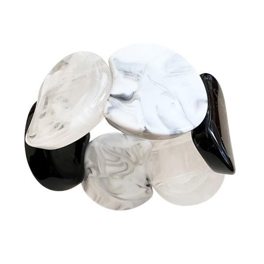 送料無料 大ぶり 大理石風 マーブル チャンキーバングル / モノトーン ブレスレット 腕輪　　L0...