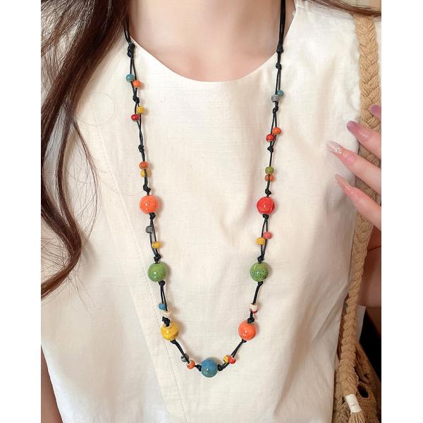 送料無料 レーディス セラミック ポール デザイン ネックレス/チョーカー　 x525