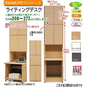 ライティングデスク77 セミオーダー壁面収納 ライフ rs006-6-7734幅77cm テレワーク