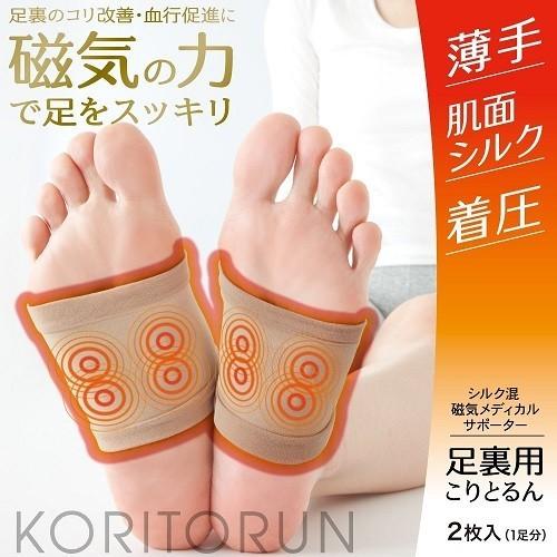 送料無料！シルク混 磁気 メディカル サポーター 足裏用 こりとるん(2枚入・1足組) メール便配送...