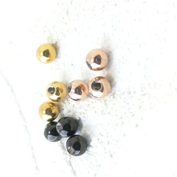 ボディピアス用 スペアボール(キャッチ) 4ミリ1個 16ゲージ用 ゴールド/ピンクゴールド/ブラッ...