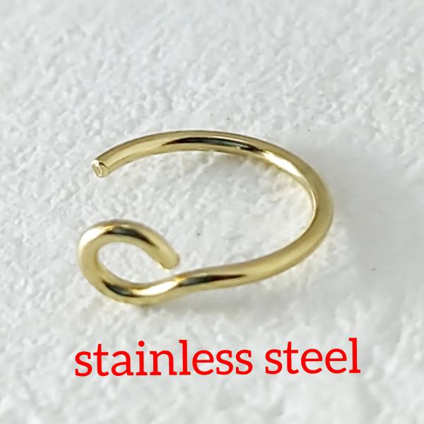 穴不要フェイクピアス 鼻や唇に ゴールドリングタイプ/20ゲージ サージカルステンレス シンプル 激...