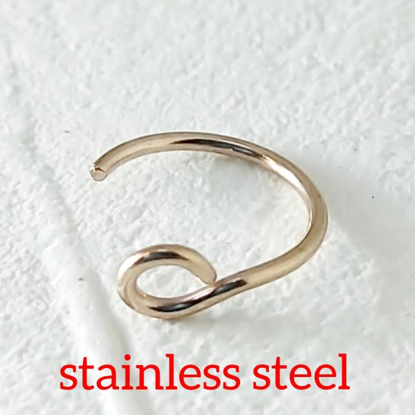 穴不要フェイクピアス 鼻や唇に ローズゴールドリングタイプ/20ゲージ/内径8ミリ サージカルステン...