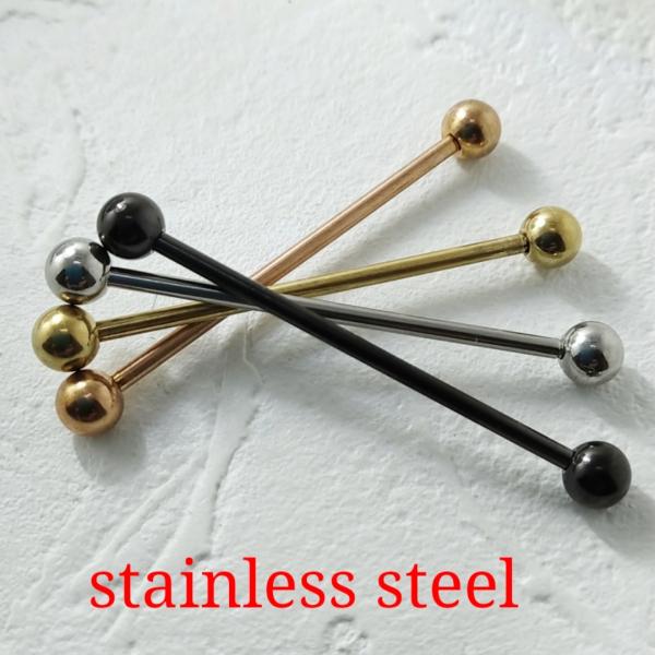 インダストリアル ロングバーベル/14ゲージ カラー4種類 長さの選択自由 ボディピアス サージカル...